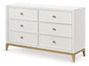 Chelsea by Rachael Ray 56-inch Dresser — White with Gold Accents