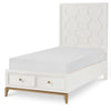Chelsea by Rachael Ray Panel Bed with Storage Footboard — Twin / White with Gold Accents