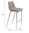 Magnus Barstool (Set of 2) Brown & Silver — Set of 2