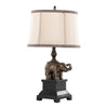 Elephant - 27" Table Lamp (Set of 2) - Bronze Polyresin With Natural Linen Soft Back Shade
