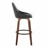 Diana - 30" Fixed-Height Barstool With Swivel And Round Black Metal Footrest (Set of 2) - Walnut Wood
