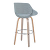 Fabrizzi - 30" Fixed-Height Barstool With Swivel And Round Chrome Metal Footrest (Set of 2) - Light Gray Wood