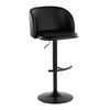 Fran - Adjustable Barstool (Set of 2) - Black Metal, Black Faux Leather