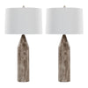 Point - 30" Table Lamp (Set of 2) - Brown Metal And White Linen With Faux Marble Finish