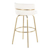 Cinch - 30" Fixed-Height Barstool With Swivel And Round Footrest (Set of 2) - Gold Metal