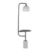Symbol - Metal Floor Lamp with Side Table - Black Metal, White Marble, White Glass
