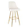 Studded - Marcel Fixed-Height Barstool (Set of 2) - Gold Metal