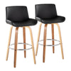 Santi - 30" Fixed-Height Barstool With Swivel And Round Chrome Metal Footrest (Set of 2) - Zebra Wood