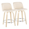Toriano - 24" Fixed-Height Faux Leather Counter Stool (Set of 2) - Cream