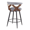 Gardenia - 25" Fixed-Height Counter Stool With Swivel And Rounded Black Metal Footrest (Set of 2) - Black Metal, Walnut Wood