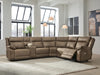 Max-Momentum 6-Piece Power Reclining Sectional with Audio Console - Biscotti