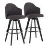 Ahoy - Upholstered Fixed-Height Barstool (Set of 2) - Black Base, Black Footrest