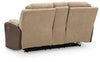 Mixed Motion Power Reclining Loveseat with Console - Brownstone