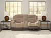 Mixed Motion Power Reclining Loveseat with Console - Brownstone