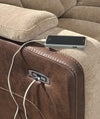 Mixed Motion Power Reclining Loveseat with Console - Brownstone