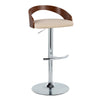 Grotto - Adjustable Barstool - Chrome Metal, Walnut Wood