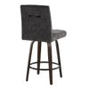 Hannah - Fixed-Height Counter Stool With Swivel And Round Black Metal Footrest (Set of 2) - Walnut Glazed Wood