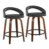 Grotto - 31" Upholstered Fixed-Height Counter Stool (Set of 2) - Walnut Wood Base