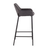 Daniella - Fixed-Height Bar Stool (Set of 2) - Black Metal And Charcoal Fabric