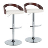 Grotto - Adjustable Barstool - Chrome Metal, Mahogany Wood