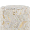 Oro - Ottoman - Gold Metal, Ivory Leather, Gold Splatter