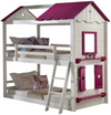 Sweetheart Twin-over-Twin House Bunk Bed — White and Pink