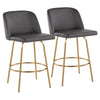 Toriano - 26" Fixed-Height Counter Stool (Set of 2) - Dark Gray And Gold