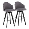 Ahoy - Upholstered Fixed-Height Barstool (Set of 2) - Black Base, Black Footrest