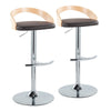 Grotto - Adjustable Barstool - Chrome Metal, Natural Wood