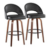Renee - Upholstered Fixed-Height Barstool (Set of 2) - Walnut Wood Base