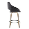 Fabrizzi - 26" Fixed-Height Counter Stool With Swivel And Round Black Metal Footrest (Set of 2) - Light Gray Wood