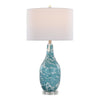 Rocca - 29" Table Lamp (Set of 2) - Sapphire Blue And White Glass, Brushed Nickel, Clear Crystal, And White Linen Shade