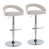 Grotto - Upholstered Adjustable Barstool - Chrome Metal Base