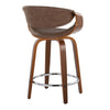 Symphony - 24" Fixed-Height Counter Stool With Swivel And Round Chrome Metal Footrest (Set of 2) - Walnut Wood