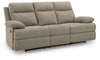 Side-Swipe Reclining Sofa with Drop Down Table - Mocha