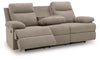 Side-Swipe Reclining Sofa with Drop Down Table - Mocha