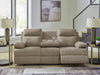 Side-Swipe Reclining Sofa with Drop Down Table - Mocha