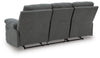 Side-Swipe Reclining Sofa with Drop Down Table - Charcoal