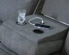 Side-Swipe Reclining Sofa with Drop Down Table - Charcoal