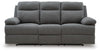 Side-Swipe Reclining Sofa with Drop Down Table - Charcoal
