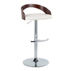 Grotto - Adjustable Barstool - Chrome Metal, Mahogany Wood