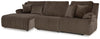 Top Tier 3-Piece Reclining Sofa Chaise Sectional - Chocolate (92705S11)