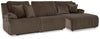 Top Tier 3-Piece Reclining Sofa Chaise Sectional - Chocolate