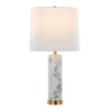 Marabella - 26" Marble Table Lamp (Set of 2) - White Marble And Brass Metal With White Linen Shade