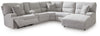 Acklen Place 6-Piece Power Reclining Sectional with Chaise - Pewter
