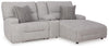 Acklen Place 3-Piece Power Reclining Sectional Sofa with Chaise - Pewter (93605S4)