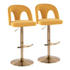 Ava - Upholstered Adjustable Barstool (Set of 2) - Gold Base