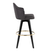 Ahoy - Upholstered Fixed-Height Barstool (Set of 2) - Black Base, Gold Footrest