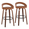 Grotto - Upholstered Fixed-Height Barstool (Set of 2) - Walnut Wood