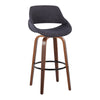 Fabrizzi - 30" Fixed-Height Barstool With Swivel And Round Black Metal Footrest (Set of 2) - Walnut Wood